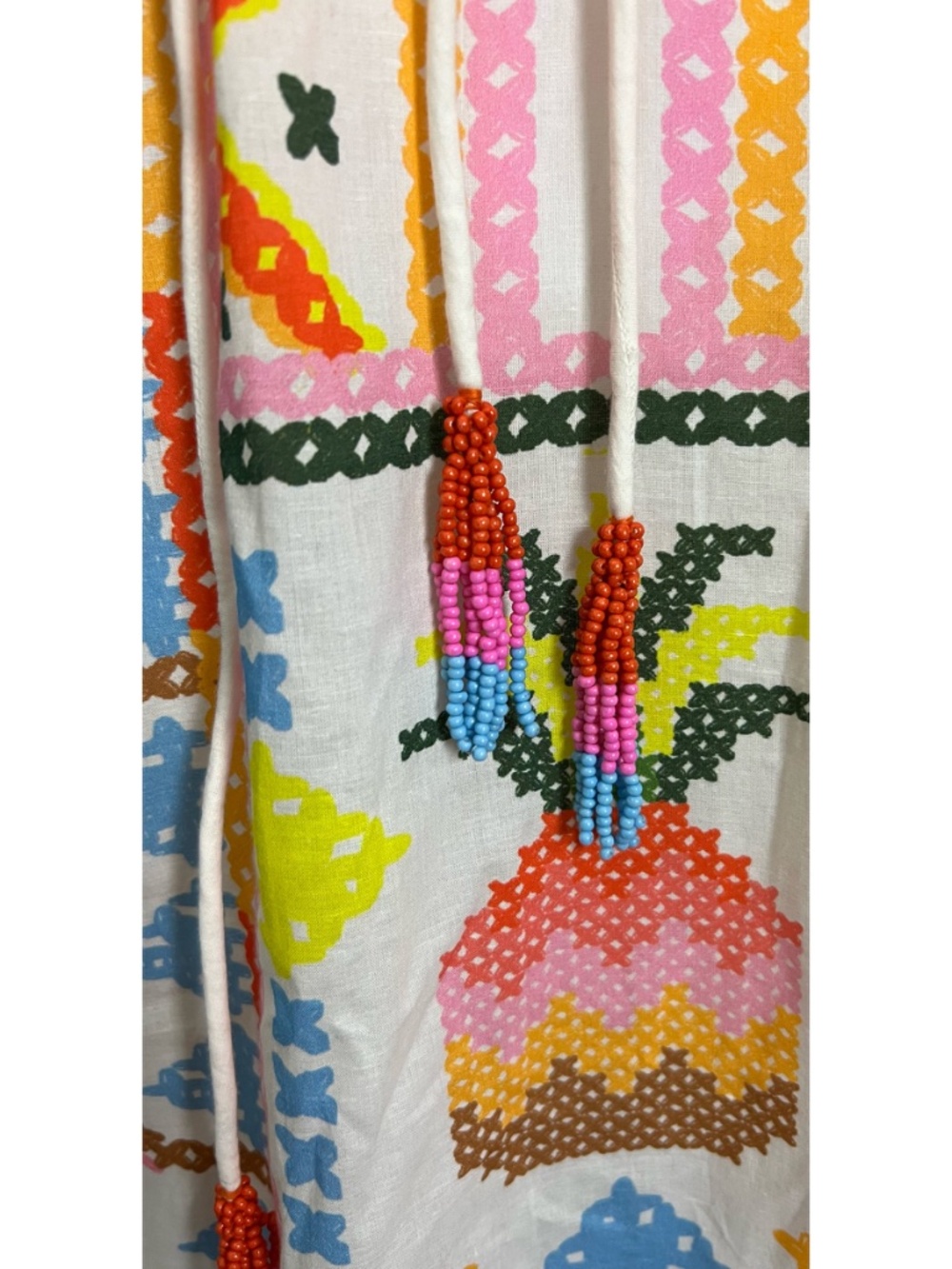 FARM Rio White Maxi Dress with Neon Pink, Yellow & Blue Embroidery - Picture 11 of 13